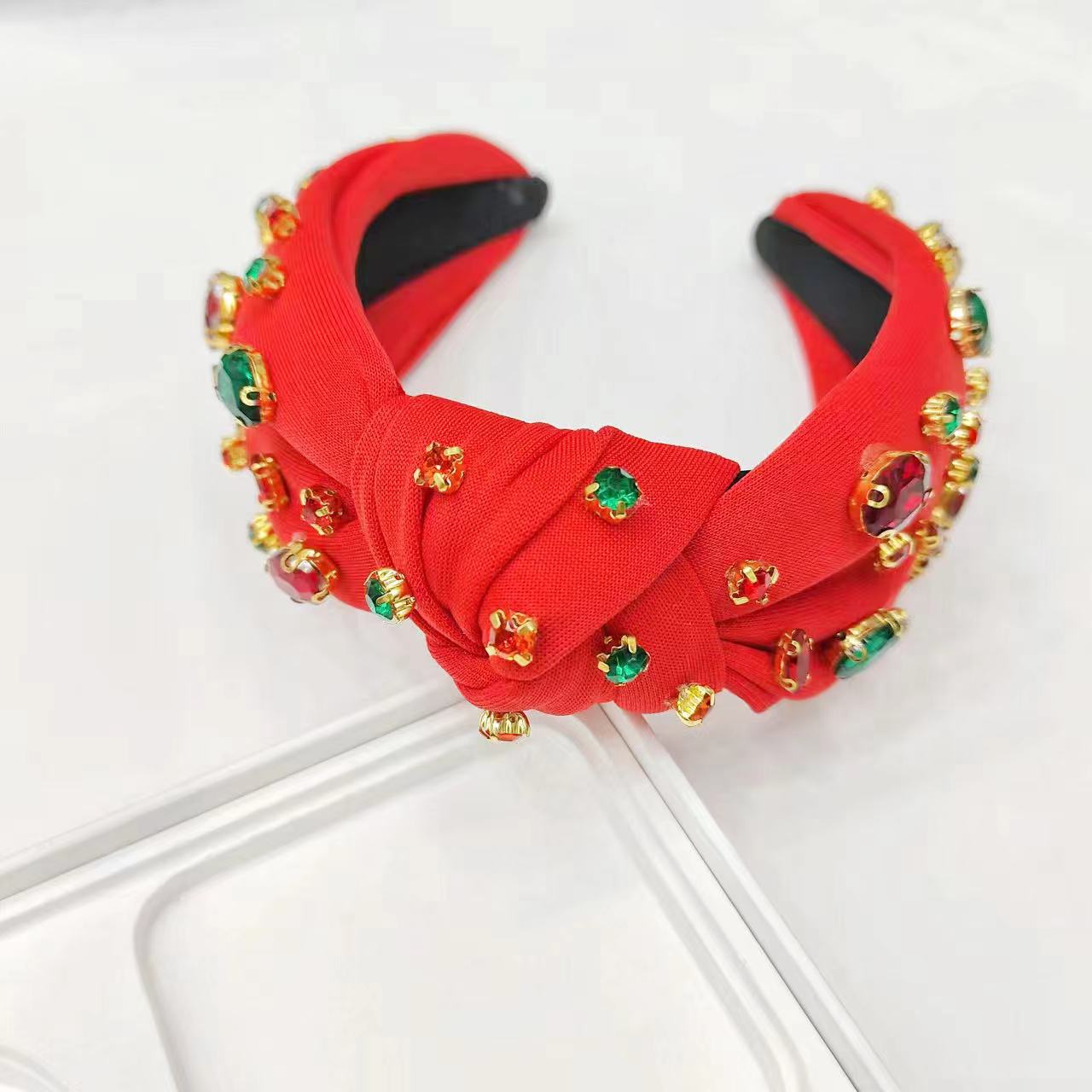 Wholesale Christmas Heavy Industry Diamond Fabric Color Diamond New Year Headband